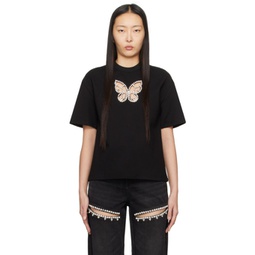 SSENSE Exclusive Black Crystal Butterfly T-Shirt 241372F110005