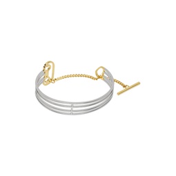 Silver   Gold Column Cuff Bracelet 222136M142000