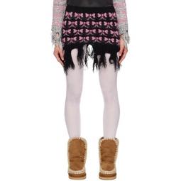 Black   Pink Frayed Miniskirt 241927F090003