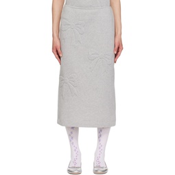 Gray 3D Bow Maxi Skirt 241927F093001