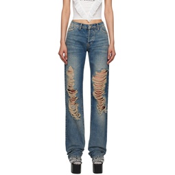 Blue Ripped Jeans 241927F069001