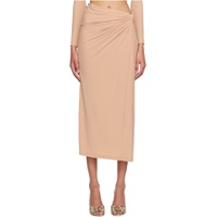Beige Knotted Maxi Skirt 231302F092001