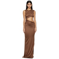 Brown Cutout Maxi Dress 241302F055043