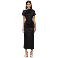 Black Ruched Midi Dress 241302F055027