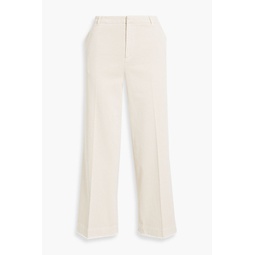 Cropped cotton-blend twill wide-leg pants