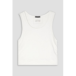 Cropped ruched stretch-Pima cotton-jersey tank