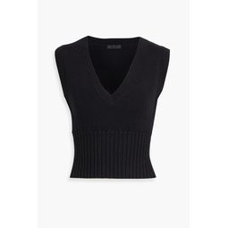 Ribbed cotton and cashmere-blend top