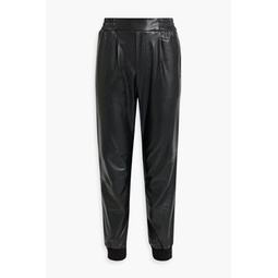 Faux leather tapered pants