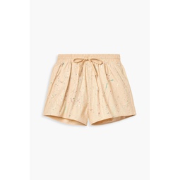 Painted cotton-poplin shorts