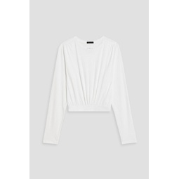 Cropped gathered cotton-jersey top