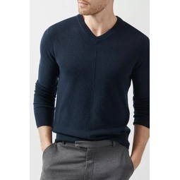 Recycled Cashmere Exposed Seam V-Neck Sweater - Midnight