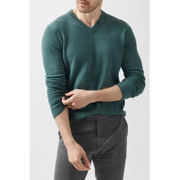 Recycled Cashmere Exposed Seam V-Neck Sweater - Aspen Green