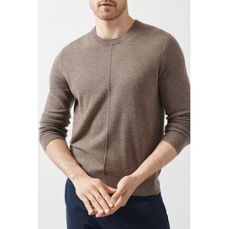 Recycled Cashmere Exposed Seam Crew Neck Sweater - Barley
