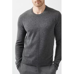 Recycled Cashmere Exposed Seam Crew Neck Sweater - Heather Charcoal