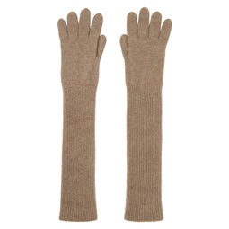 Brown Baby Cashmere Knit Long Gloves 241484F012003
