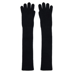 Black Baby Cashmere Knit Long Gloves 241484F012002