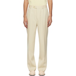 Beige Two Tuck Trousers 241484M191007