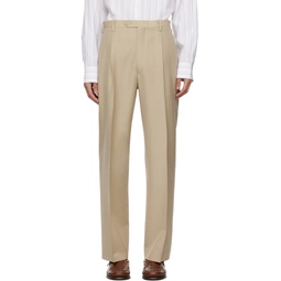 Beige Creased Trousers 241484M191013