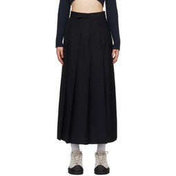 Black Pleated Midi Skirt 241484F092001