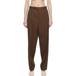 Brown Pleated Trousers 232484F087000
