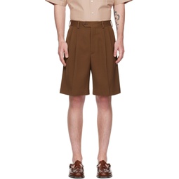 Brown Pleated Shorts 232484M193000