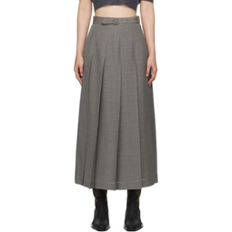 Gray Pleated Midi Skirt 241484F092004