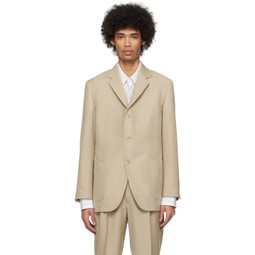 Taupe Single-Breasted Blazer 241484M195000