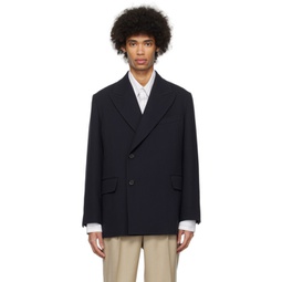 Navy Double-Breasted Blazer 241484M195002