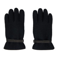 Black Brushed Alpaca Wool Melton Gloves 241484M135002