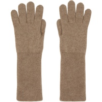 Brown Baby Cashmere Knit Long Gloves 241484M135001
