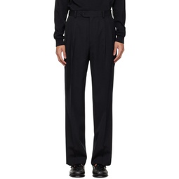 Black Two-Tuck Trousers 241484M191006