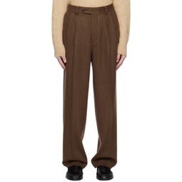 Brown Pleated Trousers 241484M191000