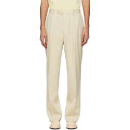 Beige Two-Tuck Trousers 241484M191007
