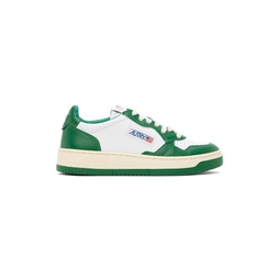 White   Green Medalist Low Sneakers 241954M237007