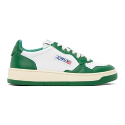 White & Green Medalist Low Sneakers 241954M237007
