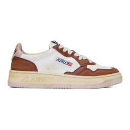 White & Brown Super Vintage Sneakers 231954M237017