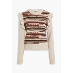 Ruffled intarsia cashmere sweater