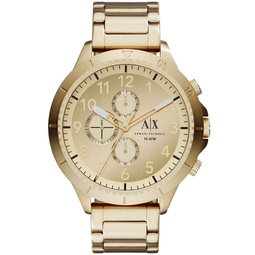 Mens Chronograph Gold Tone Stainless Steel Bracelet Watch 50mm