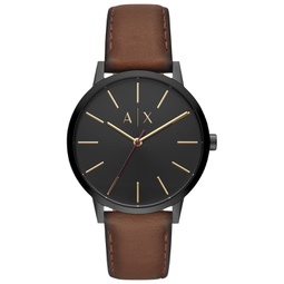 Mens Brown Leather Strap Watch 42mm