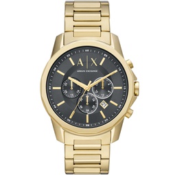 Mens Chronograph Gold-Tone Stainless Steel Bracelet Watch 44mm