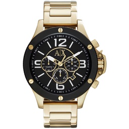 Mens Chronograph Gold Tone Stainless Steel Bracelet Watch 48mm