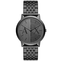 Mens Quartz Two Hand Black Stainless Steel Watch 40mm