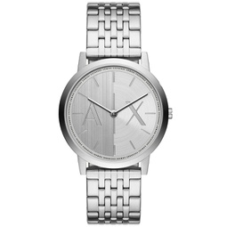 Mens Quartz Two Hand Silver-Tone Stainless Steel Watch 40mm