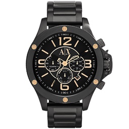 Mens Chronograph Black Stainless Steel Bracelet Watch 48mm