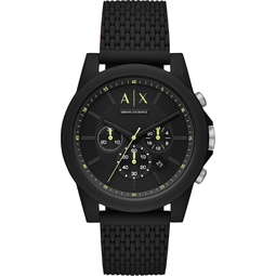 Mens Chronograph Outerbanks Black Silicone Strap Watch 44mm