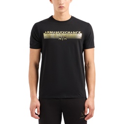 Mens Short Sleeve Black and Gold Capsule Rectangle Logo T-Shirt