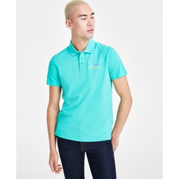 Mens Short Sleeve Multicolor Logo Polo Shirt