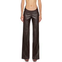 Brown Tolobu Faux Leather Trousers 232188F087019