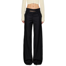 Black Pleated Trousers 232188F087021