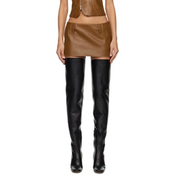 Tan Egas Faux Leather Miniskirt 241188F090004